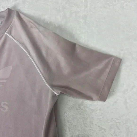 Adidas Light Purple Velour Trefoil Short Sleeve Logo Tee Dress